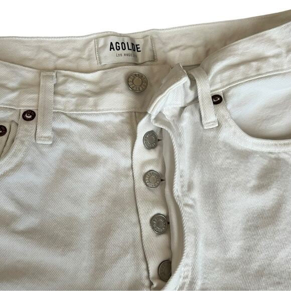 Agolde Revolve Women’s Parker Denim Shorts in White Repose Raw Hem Size 28 - Picture 5 of 14